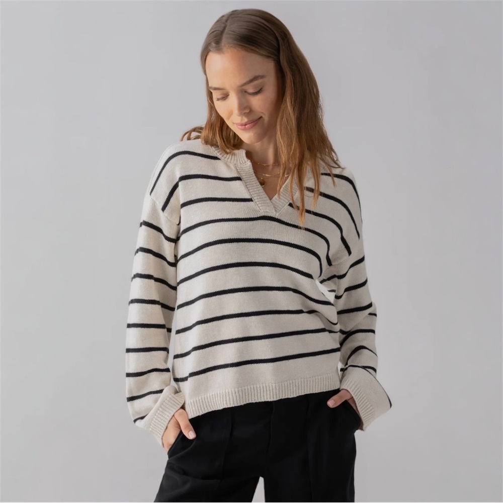 Sanctuary Chill Vibes Sweater in Chalk Stripe Size XS